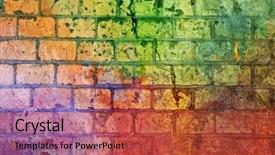  Presentation with brick - PPT theme featuring colorful brick wall background background and a red colored foreground