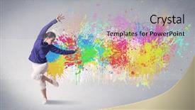  Presentation with paint splatter - Presentation with colorful bright paint splatter background and a light gray colored foreground