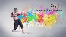  Presentation with paint splatter - PPT theme featuring colorful bright paint splatter background and a light gray colored foreground