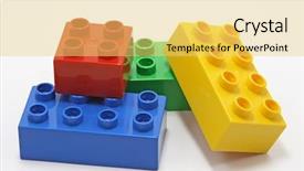  Presentation with building blocks - Presentation design with colorful building blocks on white background and a  colored foreground