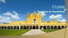  Presentation with mexico - Colorful PPT layouts enhanced with colorful-building-in-izamal-mexico backdrop and a ocean colored foreground