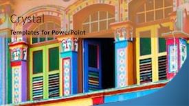  Presentation with singapore - Beautiful presentation theme featuring colorful-building-in-little-india backdrop and a gold colored foreground