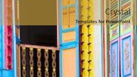  Presentation with singapore - PPT theme with colorful-building-in-little-india background and a gold colored foreground