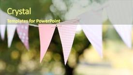  Presentation with colorful green corn field - Theme consisting of colorful bunting flags against green background and a tawny brown colored foreground