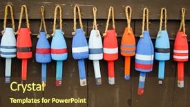  Presentation with maine - Amazing presentation theme having colorful buoys on a wall backdrop and a tawny brown colored foreground