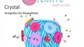  Presentation with wool - PPT theme featuring colorful buttons and wool balls background and a white colored foreground