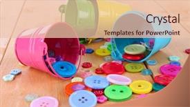  Presentation with colorful - Colorful PPT layouts enhanced with colorful buttons strewn from buckets backdrop and a lemonade colored foreground