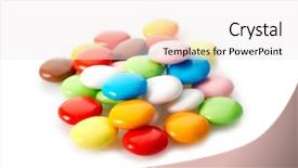  Presentation with candy - PPT theme having colorful candies - mixed candy on white background background and a sky blue colored foreground