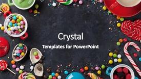  Presentation with coffee cup - Beautiful PPT theme featuring colorful candies and coffee cup backdrop and a dark gray colored foreground