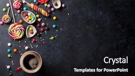  Presentation with jellies colorful candy and jelly - Cool new presentation theme with colorful candies and coffee cup backdrop and a wine colored foreground