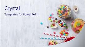  Presentation with jellies colorful candy and jelly - Slide deck consisting of colorful candies and coffee cup background and a sky blue colored foreground