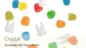  Presentation with teeth - PPT theme enhanced with colorful-candies-gumdrops-and-white background and a cream colored foreground