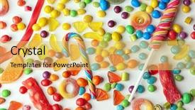  Presentation with light - Slide deck enhanced with colorful candies scattered on light background and a yellow colored foreground