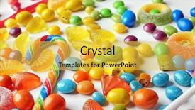  Presentation with light colors steel structure - Slide set consisting of colorful candies scattered on light background and a  colored foreground