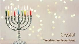  Presentation with hanukkah - Cool new slides with colorful candles for hanukkah backdrop and a soft green colored foreground