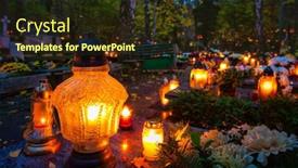  Presentation with cemetery - Theme consisting of colorful-candles-on-the-cemetery background and a tawny brown colored foreground