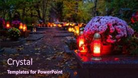  Presentation with cemetery - Presentation design having colorful-candles-on-the-cemetery background and a wine colored foreground