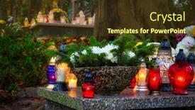  Presentation with cemetery - Slide set with colorful-candles-on-the-cemetery background and a tawny brown colored foreground