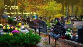  Presentation with cemetery - PPT theme consisting of colorful-candles-on-the-cemetery background and a tawny brown colored foreground