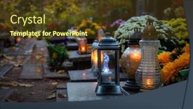  Presentation with cemetery - Slide deck consisting of colorful-candles-on-the-cemetery background and a tawny brown colored foreground