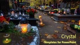  Presentation with cemetery - Slide set enhanced with colorful-candles-on-the-cemetery background and a tawny brown colored foreground