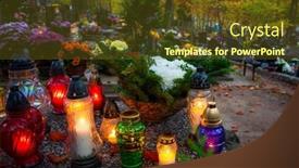  Presentation with cemetery - PPT layouts with colorful-candles-on-the-cemetery background and a tawny brown colored foreground