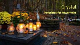  Presentation with cemetery - PPT theme featuring colorful-candles-on-the-cemetery background and a tawny brown colored foreground