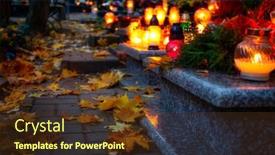  Presentation with cemetery - PPT theme consisting of colorful-candles-on-the-cemetery background and a tawny brown colored foreground