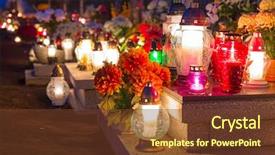  Presentation with birthday cake colorful candles - Audience pleasing slides consisting of colorful candles on the cemetery backdrop and a tawny brown colored foreground