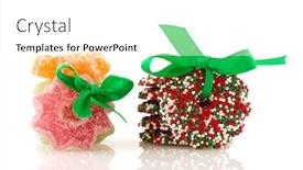  Presentation with christmas candy - Theme having colorful-candy-christmas-wreath background and a white colored foreground