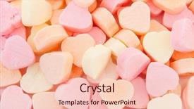  Presentation with candy heart - PPT theme enhanced with colorful candy hearts in pink background and a lemonade colored foreground