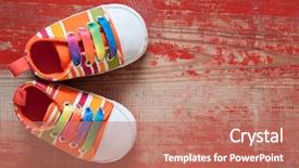  Presentation with kids space - Slide deck with colorful canvas shoes or sneakers background and a coral colored foreground