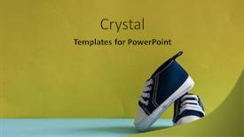  Presentation with kids space - PPT theme consisting of colorful-canvas-shoes-or-sneakers background and a gold colored foreground