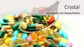  Presentation with vitamin - Colorful slide deck enhanced with colorful capsules and pills backdrop and a sky blue colored foreground