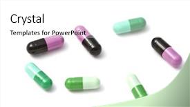  Presentation with capsules - Audience pleasing PPT theme consisting of colorful capsules closeup on white background backdrop and a white colored foreground