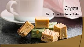  Presentation with jellies colorful candy and jelly - Amazing slide deck having colorful caramel candies and coffee backdrop and a lemonade colored foreground