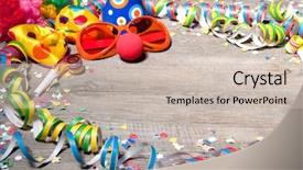  Presentation with colorful birthday or carnival frame - PPT theme featuring colorful carnival background with garlands background and a soft green colored foreground