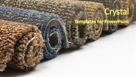  Presentation with carpet - PPT layouts enhanced with colorful carpet rolls on white background and a violet colored foreground