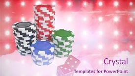  Presentation with wine retail case stack - Cool new slide deck with colorful casino tokens by dice backdrop and a pink colored foreground