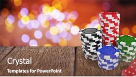  Presentation with wine case stack - PPT layouts having colorful casino tokens by red background and a tawny brown colored foreground