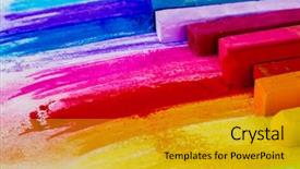  Presentation with back school education - PPT theme with colorful chalk pastels - education arts background and a gold colored foreground