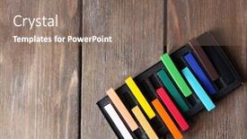  Presentation with chalk - Audience pleasing PPT theme consisting of photogaph s bag close up backdrop and a tawny brown colored foreground