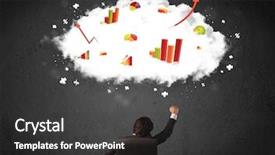  Presentation with office moves - Colorful PPT layouts enhanced with colorful charts in a cloud backdrop and a dark gray colored foreground