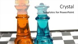  Presentation with chess pieces - Amazing presentation theme having colorful chess made of glass backdrop and a white colored foreground
