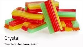  Presentation with chewing gum - Amazing PPT theme having colorful chewing gum candy isolated backdrop and a sky blue colored foreground