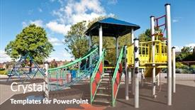  Presentation with playground - Audience pleasing theme consisting of colorful children playground on park backdrop and a violet colored foreground