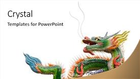  Presentation with chinese dragon - Colorful PPT layouts enhanced with silver ballpoint pen gift box isolated white background clipping path backdrop and a light gray colored foreground
