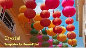  Presentation with chinese new year lunar - Amazing presentation design having colorful chinese style lantern hanging backdrop and a tawny brown colored foreground