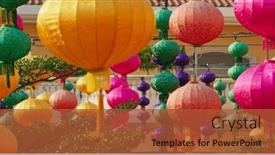  Presentation with lantern chinese - Cool new slide deck with colorful-chinese-style-lantern-hanging backdrop and a red colored foreground