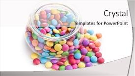  Presentation with bright colorful candy isolated - Amazing presentation theme having colorful chocolate candies in jar backdrop and a white colored foreground